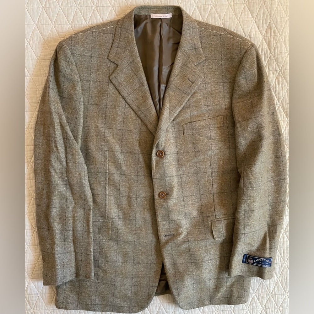 Faconnable Hand Made in Italy Vintage Check Cashmere Blend Jacket Size‎ 48 R NWT